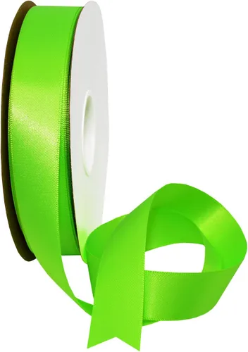 Morex Ribbon - Cinta de raso de doble cara de poliéster, 7/8" x 50 yardas, verde ácido, cintas de seda para envolver regalos, regalos de cumpleaños,