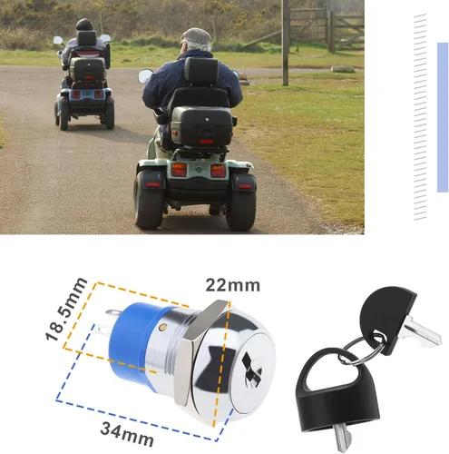 Miniatura 3 de Interruptor de arranque de encendido con 2 teclas, 3 posiciones, encendido y apagado, interruptor de encendido Controles para movilidad, scooter