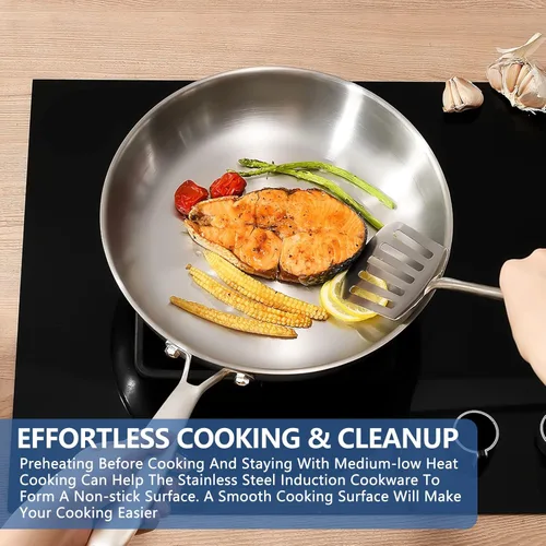 Miniatura 5 de Nuwave Pro-Smart - Juego de utensilios de cocina de acero inoxidable de 9 piezas, resistente de tres capas de 0.122 in de grosor, 18/10SS, diseño