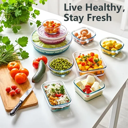 Miniatura 7 de Juego de 12 recipientes de vidrio para almacenamiento de alimentos con tapas de cierre a presión herméticas, recipientes de vidrio borosilicato Gris