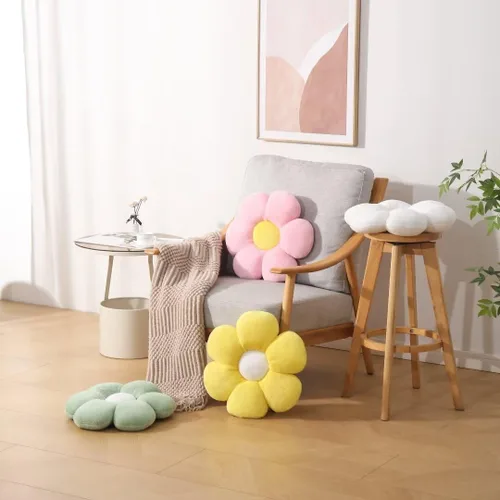 Miniatura 4 de Almohada de 17.7 Pulgadas en Negro con Forma de Flor – Linda Almohada Decorativa de Estilo Daisy, Almohada Blanda Floral para Asiento, Cojín