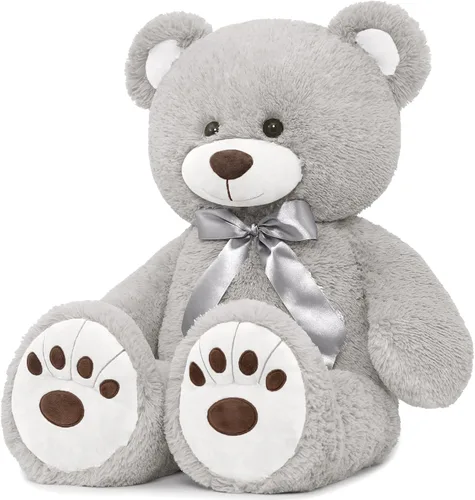 Miniatura 16 de MorisMos Oso de Peluche Azul Gigante, Peluche Grande de 36 pulgadas para Baby Shower, Oso de Tamaño Real para Niños, Niñas, Novia en Cumpleaños, San