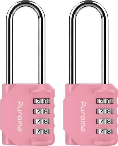 Miniatura 13 de Puroma – Candado de combinación con grillete de 2.5 pulgadas de largo, 4 dígitos, resistente al agua, para el gimnasio, la escuela, la cerca