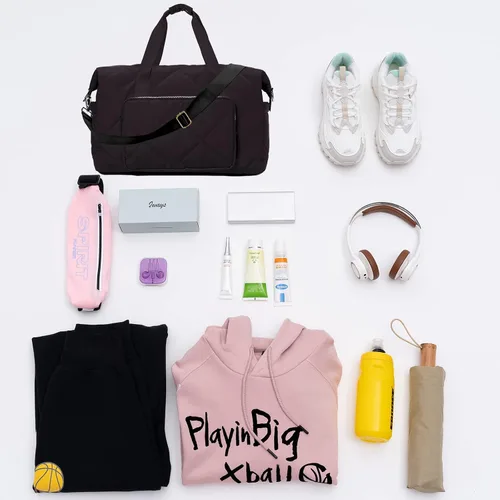 Miniatura 7 de Bolsa deportiva de gimnasio para mujeres y hombres, bolsa de lona ligera de mano para viajes, deportes, gimnasio, yoga, resistente al agua