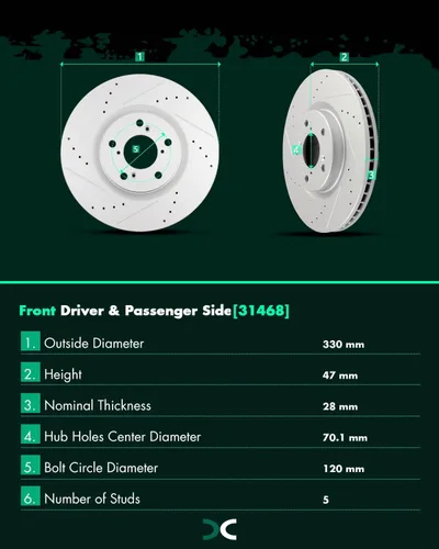 Miniatura 5 de SCITOO Rotores de disco D/S delanteros de 12.99 pulgadas y traseros de 13.14 pulgadas + pastillas de freno de cerámica de repuesto para Acura MDX