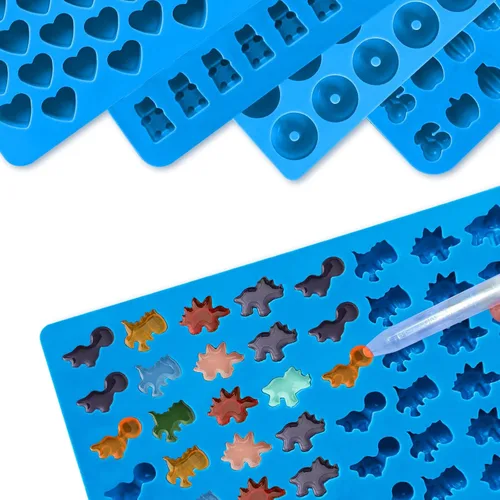 Miniatura 8 de Sidosir 7 Moldes para Dulces de Goma, Moldes de Ositos de Goma/Dinosaurio/Fruta/Dona/Corazones, Molde de Silicona Antiadherente para Dulces