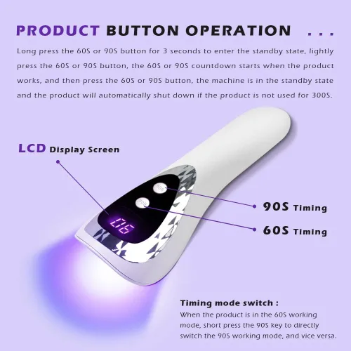 Miniatura 3 de Luz UV de mano para uñas de gel, mini lámpara de uñas portátil con flash LED, esmalte de curado de uñas recargable, secado rápido, máquina de secado