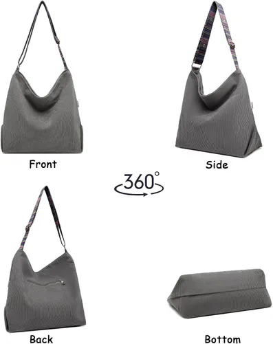 Miniatura 5 de Makukke Bolso de mano para mujer, bolso cruzado grande, elegante bolso de pana para mujer, bolso de hombro a la moda