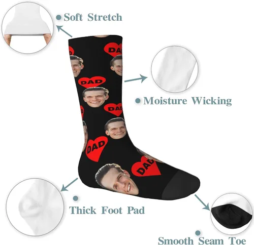 Miniatura 3 de Calcetines personalizados con foto facial, calcetines divertidos personalizados para hombres y mujeres, regalos personalizados para el día de San