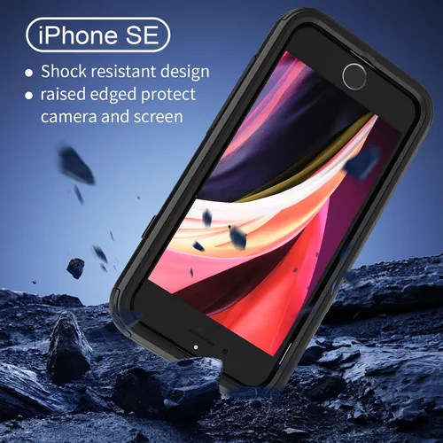 Miniatura 2 de X-belmox Funda resistente para iPhone SE 2022 (3ª generación), iPhone SE 2020 (2ª generación), 3 en 1 [a prueba de golpes] [a prueba de caídas]