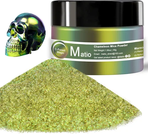 Miniatura 11 de Matio Polvo de Mica Camaleón, 10 * 5g Polvo Cromado, Pigmento de Efecto Nacarado con Cambio de Color, Juego de Polvo de Mica para Resina Epoxi