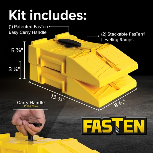 Miniatura 4 de Camco Fasten - Rampas de nivelación para remolque de autocaravana prémium con mango práctico, diseño de anidación para almacenamiento de caravana