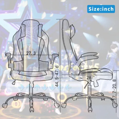 Miniatura 2 de Silla ergonómica de oficina para juegos, silla ejecutiva de computadora con respaldo alto con soporte lumbar y brazos abatibles, silla giratoria Azul