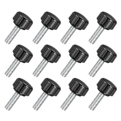 Miniatura 12 de TA-VIGOR 4 piezas M6 x 0.787 in tornillo de pulgar macho, rosca de acero al carbono, perillas moleteadas, agarre métrico M6 tornillo de pulgar