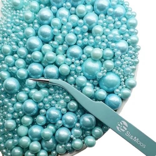 SE Si&Moos Perlas comestibles de color azul claro para decoración de pasteles, perlas comestibles de azúcar, decoración de galletas de Halloween,