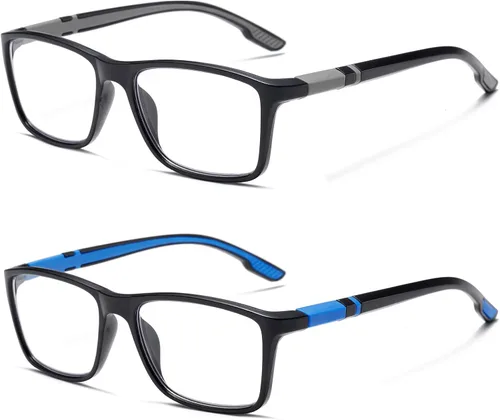 Viseng Gafas de lectura con bloqueo de luz azul para mujeres y hombres con filtro antideslumbrante (2 unidades, 1.5 unidades)