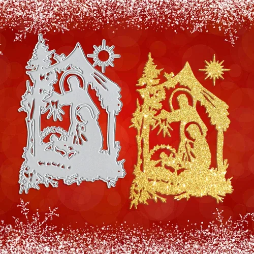 Miniatura 4 de Troqueles de corte de metal para Navidad, Pascua, religión, pesebre, fondo de rezo, troqueles para hacer tarjetas, álbumes de recortes y álbum