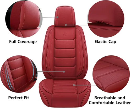 Miniatura 3 de Juego completo de fundas de asiento de automóvil de piel sintética de cobertura completa, fundas de asiento para automóviles, SUV, camionetas, cojín