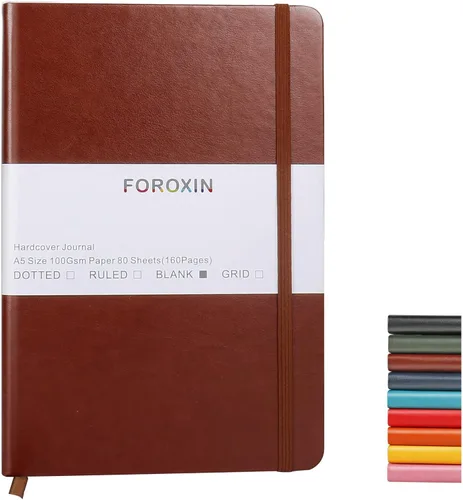 Miniatura 19 de Cuaderno de diario en blanco, negro, 160 páginas, tamaño mediano de 8.3 x 5.7 pulgadas, papel grueso de 3.53 oz/m², tapa dura
