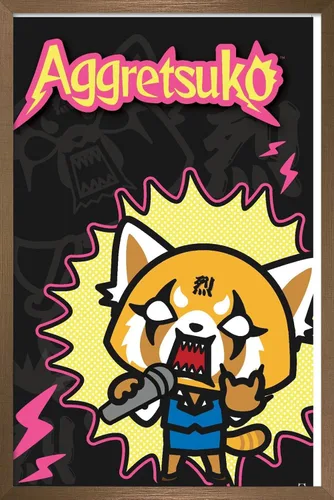 Miniatura 14 de Trends International Aggretsuko Rock Out - Póster de pared, 22.4 pulgadas de largo x 14.7 pulgadas, versión enmarcada en madera de granero