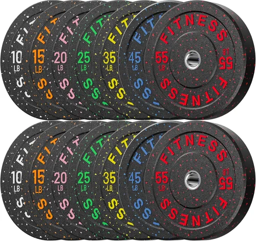 Miniatura 59 de Discos de peso olímpicos de 2 pulgadas y caucho para barras, discos para gimnasio en casa, entrenamiento de fuerza y levantamiento de pesas, 10 a