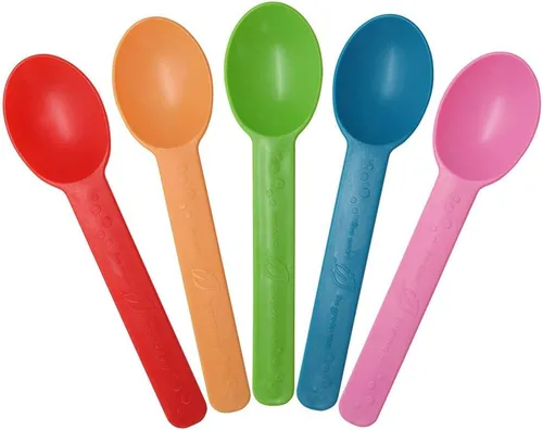 Cucharas reutilizables de base biológica, paquete de 20, 5 colores, ideales para yogur, helado, helados, bebidas frías, empaquetadas en Estados