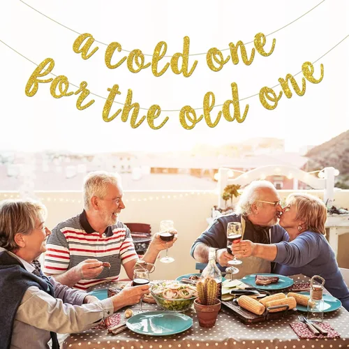 Miniatura 3 de INNORU Cartel "A Cold One for The Old One" – Decoración de fiesta de feliz cumpleaños – Divertido cartel de decoración de fiesta de cumpleaños 50
