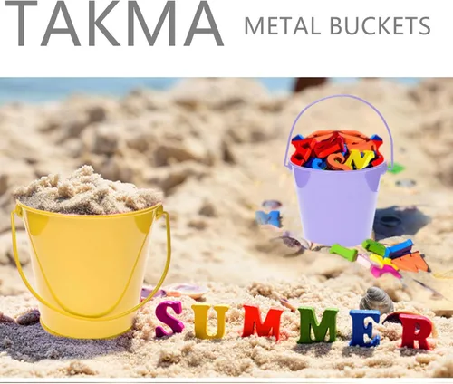 Miniatura 7 de Cubos de metal de colores con asa, paquete de 6 cubos de hierro galvanizado de 5.91 pulgadas para niños, aula, manualidades y recuerdos de fiesta