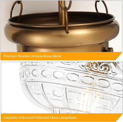 Miniatura 8 de Lámparas colgantes de latón antiguo cepillado para isla de cocina, accesorios de iluminación de altura ajustable, lámpara colgante vintage con Dorado