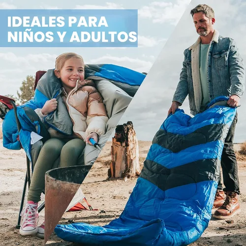 Miniatura 5 de MalloMe Sacos de dormir para adultos para clima frío y cálido, saco de dormir para mochileros para niños de 10 a 12 años, niñas, niños, ligeros