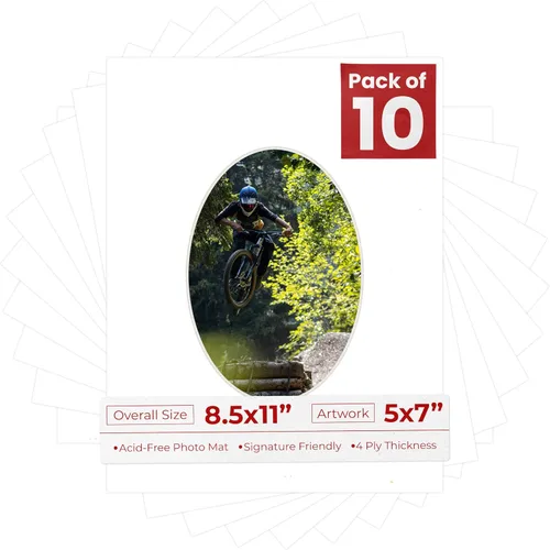 Miniatura 19 de Tapete de 8.5 x 11 pulgadas con corte biselado para fotos de 5 x 7 pulgadas, diseño ovalado, color azul bebé, sin ácidos, mate para proteger tus