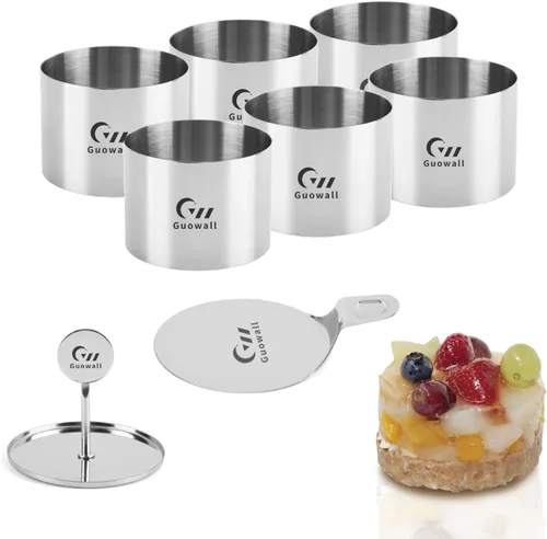 Miniatura 9 de Paquete de 2 Aros para Pastel Sin Costuras en Forma de Corazón Molde para Hornear Mousse de Acero Inoxidable Molde de Comida Incluyendo 1 Empujador