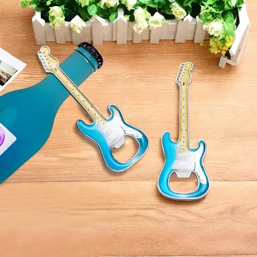 Miniatura 6 de Abridor de botellas de cerveza, 2 piezas, abridor de botellas en forma de guitarra, regalo de guitarra, accesorios de cocina para bebedores, amantes