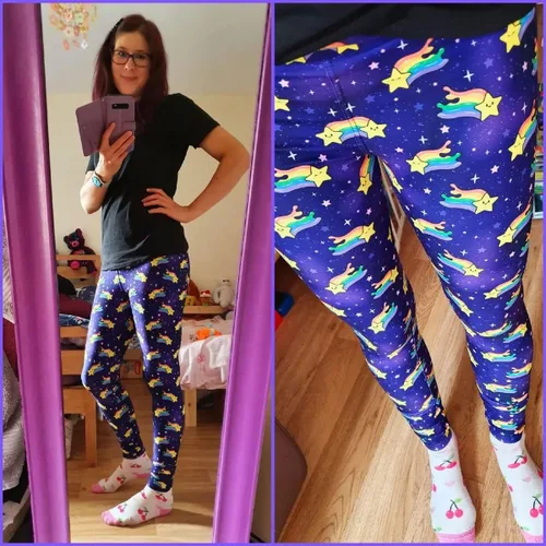 Miniatura 3 de UIUO-UIPEU Pantalones de yoga impresos para mujer leggings de compresión con control de abdomen y bolsillo