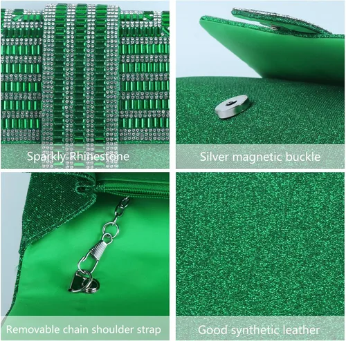 Miniatura 5 de ELDA Bolsos de mano para mujer, bolsos de noche brillantes formales para fiesta, diamantes de imitación, boda, cóctel, baile de graduación