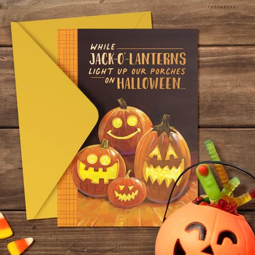 Miniatura 5 de Designer Greetings Special Thoughts - Tarjetas de felicitación de Halloween, ciudad fantasma (6 tarjetas con sobres naranjas), para fiestas