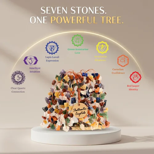 Miniatura 2 de Árbol de la vida de cristal curativo de 7 chakras, decoración de escritorio para el hogar y la oficina, árboles bonsái de dinero de Feng Shui