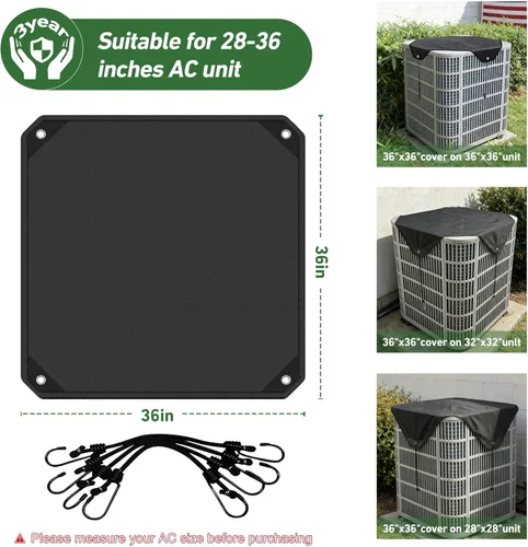 Miniatura 2 de Cubiertas de Aire Acondicionado para Unidades Exteriores 36 x 36 pulgadas, Cubierta de AC Impermeable 600D, Cubierta de Invierno para Condensador