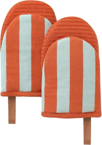 Miniatura 11 de Folkulture Mini guantes de horno resistentes al calor (5.75 x 9) Juego de 2 guantes cortos para horno con lazo para colgar, guantes de horno