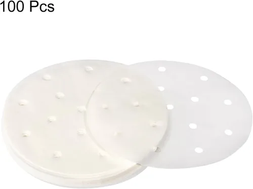 Miniatura 3 de uxcell 100 piezas de papel pergamino para freidora de aire, forro redondo de 6 pulgadas, papel de hornear antiadherente para freidoras de aire