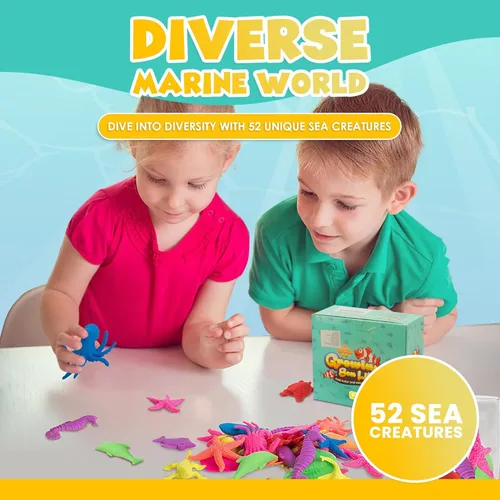 Miniatura 3 de IPIDIPI TOYS Juguetes acuáticos de criaturas marinas en crecimiento para niños – Paquete de 52 juguetes con temática marina para calcetines