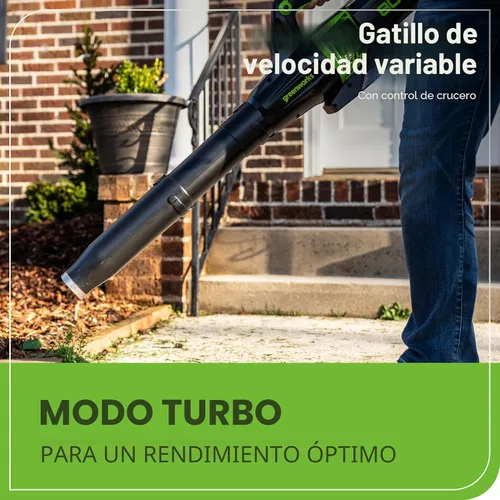 Miniatura 9 de Greenworks Cortacésped eléctrico inalámbrico sin escobillas de 80 V 21 pulgadas (autopropulsado) + soplador de hojas axial (580 CFM)