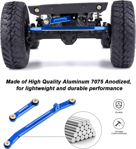 Miniatura 3 de Hobbypark Varilla de dirección de aluminio Enlaces de amarre de alto ajuste para Axial SCX24 Gladiator Bronco C10 JLU Deadbolt B17 1/24 RC Crawler