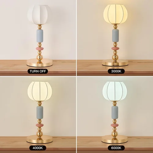 Miniatura 4 de Lámpara de mesa moderna imitada de seda con enchufe, base metálica, luz de escritorio con enchufe, cable y interruptor para dormitorio, mesita