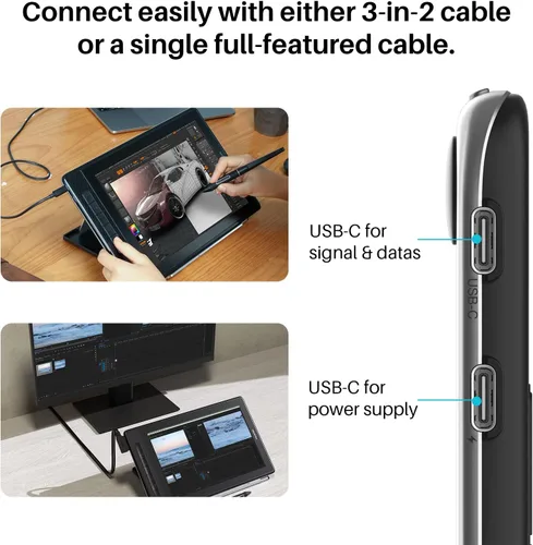 Miniatura 6 de HUION Kamvas Pro 13 2.5K QHD+ Tableta de dibujo portátil con pantalla 13.3 pulgadas, laminado completo QLED, 99% Adobe RGB, lápiz capacitivo PW517