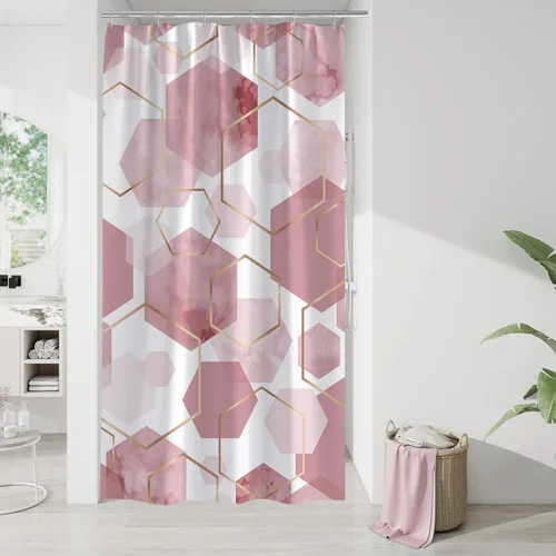 Miniatura 24 de Litabel Juego de cortinas de ducha impermeables, decoración geométrica moderna, de tela abstracta, para baño, 72 x 72 pulgadas Azul