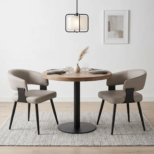 Miniatura 26 de Dining Chairs Set of 2, Modern Upholstered Faux Leather Kitchen Chairs with Curved Back, Easy to Assemble & Clean for Dining Room, Restaurant, Cafe