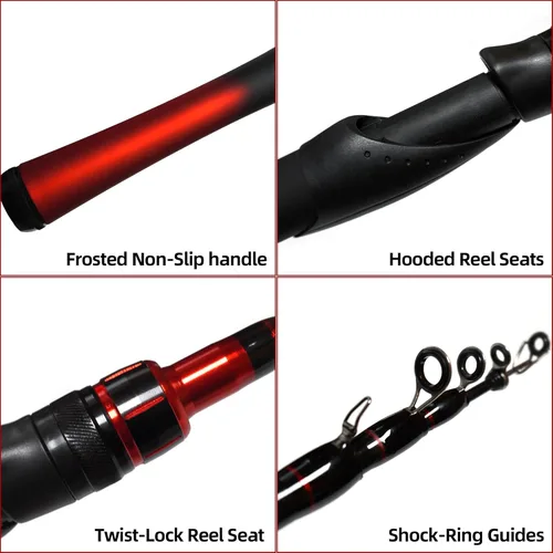 Miniatura 4 de Kilitn Combo de Caña de Pescar y Carrete, Combo de Baitcasting Carrete Baitcast Caña Telescópica de Fibra de Vidrio Duradera de 5 Pies con Sedal