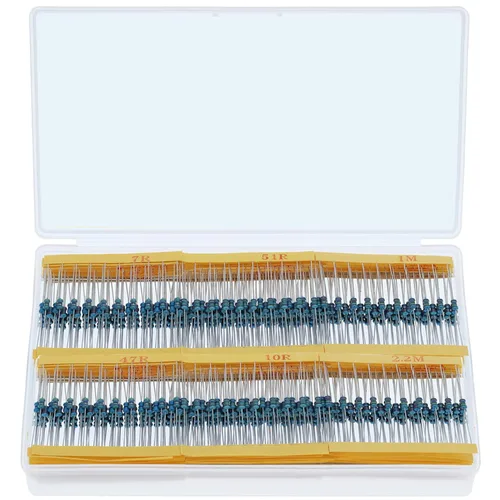 Kit de resistencia de 1220 valores de 1220 piezas, 1/4W, 0.1 Ohm-4.7M Ohmios, kit surtido de resistencias metálicas fijas 1% resistencias eléctricas