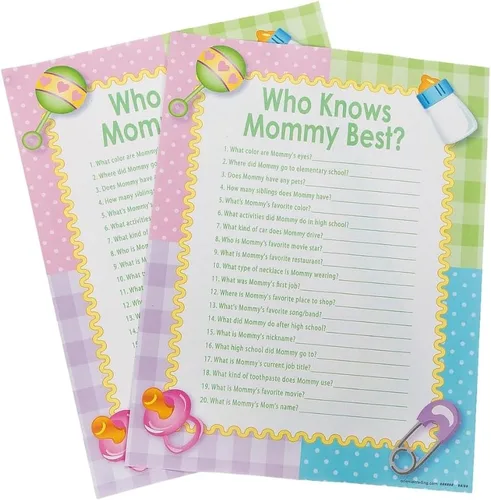 Miniatura 2 de Fun Express Who Knows Mommy Best Baby Shower Game - Mini juego interactivo y atractivo para fiestas de baby shower, divertida actividad grupal